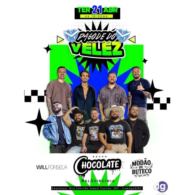 2º LOTE PISTA - Pagode do Velez 21/04 com Grupo Chocolate, Modão de Boteco e Wil
