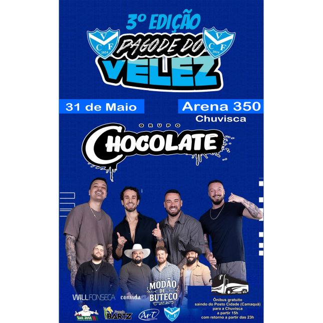 3º LOTE PISTA - Pagode do Velez 21/04 com Grupo Chocolate, Modão de Boteco e Wil